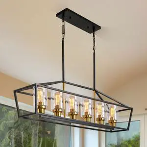 Black and Gold Chandelier, 6-Light Modern Chandeliers for Dining Room, Rustic Kitchen Island Lighting, Farmhouse Pendant Lights Kitchen Island, Dining Room Light Fixtures Over Table Black and Gold Chandelier, 6-Light Modern Chandeliers for Dining Room, Rustic Kitchen Island Lighting, Farmhouse Pendant Lights Kitchen Island, Dining Room Light Fixtures Over Table