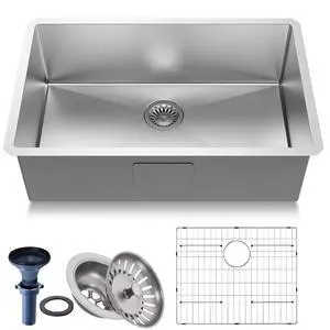 30" Undermount 18 Gauge 304 Stainless Steel Single Bowl Kitchen Sink with Accessary in 30"Lx18"Wx10"D 30" Undermount 18 Gauge 304 Stainless Steel Single Bowl Kitchen Sink with Accessary in 30"Lx18"Wx10"D