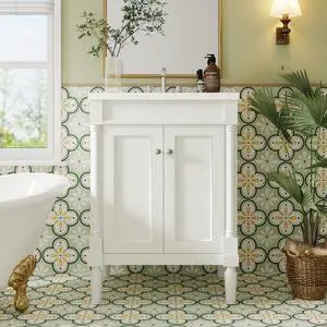 24 Inch Bathroom Vanity with Single Sink Combo Set, Modern Bathroom Storage Cabinet with Double Soft Closing Doors, Solid Wood Frame Bathroom Vanities 24 Inch Bathroom Vanity with Single Sink Combo Set, Modern Bathroom Storage Cabinet with Double Soft Closing Doors, Solid Wood Frame Bathroom Vanities