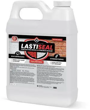 LastiSeal Brick & Concrete Sealer Deep-Penetrating Sealer that Strengthens Surfaces Water-Resistant Protection for Brick, Concrete & Pavers Interior & Exterior Use Flat/Natural (2.5 Gallon) LastiSeal Brick & Concrete Sealer Deep-Penetrating Sealer that Strengthens Surfaces Water-Resistant Protection for Brick, Concrete & Pavers Interior & Exterior Use Flat/Natural (2.5 Gallon)