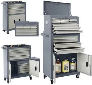 13-Drawer Double Doors Handle Rolling Tool Chest, 2 in 1 Detachable Rolling Tool Chests, Large Tool Boxes with Lock, Metal Standing Tool Cabinet for Garage Workshop(Gray) 13-Drawer Double Doors Handle Rolling Tool Chest, 2 in 1 Detachable Rolling Tool Chests, Large Tool Boxes with Lock, Metal Standing Tool Cabinet for Garage Workshop(Gray)
