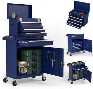 5-Drawers Tool Chest, 2-in-1 Mechanic Rolling Tool Box Removable Lockable Tool Storage Cabinet, Metal Tool Cart with Drawers and Wheels for Garage, Workshop 5-Drawers Tool Chest, 2-in-1 Mechanic Rolling Tool Box Removable Lockable Tool Storage Cabinet, Metal Tool Cart with Drawers and Wheels for Garage, Workshop