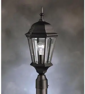 Madison 21.75" Outdoor Post Light in Black, 1-Light Exterior Fixture with Clear Beveled Glass, (21.75" H x 9.5" W), 9956BK Madison 21.75" Outdoor Post Light in Black, 1-Light Exterior Fixture with Clear Beveled Glass, (21.75" H x 9.5" W), 9956BK