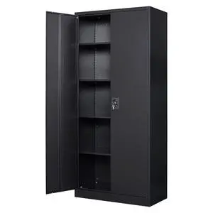 Metal Garage Storage Cabinet, 71" Tool Cabinet with 4 Adjustable Shelves, Metal File Cabinets with Lockable Doors for Garage, Home Office, Gym, School, Utility Room (Black, Assemble Required) Metal Garage Storage Cabinet, 71" Tool Cabinet with 4 Adjustable Shelves, Metal File Cabinets with Lockable Doors for Garage, Home Office, Gym, School, Utility Room (Black, Assemble Required)