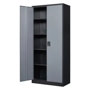 Metal Garage Storage Cabinet, 71" Tall Cabinet with 4 Adjustable Shelves, Metal File Cabinets with Lockable Doors for Garage, Home Office, Gym, School, Utility Room (Grey Black, Assembly) Metal Garage Storage Cabinet, 71" Tall Cabinet with 4 Adjustable Shelves, Metal File Cabinets with Lockable Doors for Garage, Home Office, Gym, School, Utility Room (Grey Black, Assembly)