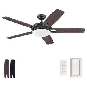 Clancy 52 Inch Contemporary LED Ceiling Fan with Light, Remote Control, Reversible Motor, 5 Dual Finish Blades, Matte Black Clancy 52 Inch Contemporary LED Ceiling Fan with Light, Remote Control, Reversible Motor, 5 Dual Finish Blades, Matte Black