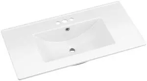 36"x18¼" Bathroom Vanity Sink Top with Three Holes, Ceramic Vanity Sink Top with Overflow, Drop in Bathroom Vessel Sink Rectangle, Glossy White 36"x18¼" Bathroom Vanity Sink Top with Three Holes, Ceramic Vanity Sink Top with Overflow, Drop in Bathroom Vessel Sink Rectangle, Glossy White