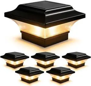 Imperial Post Cap (Set of 6) - Fits 2"x2", 2.25"x2.25", 2.5"x2.5" Fence Posts - Black Cast Aluminum - Warm/Cool Light Color Modes - Heavy-Duty, High Performance LEDs - Mod. SLO82B Imperial Post Cap (Set of 6) - Fits 2"x2", 2.25"x2.25", 2.5"x2.5" Fence Posts - Black Cast Aluminum - Warm/Cool Light Color Modes - Heavy-Duty, High Performance LEDs - Mod. SLO82B
