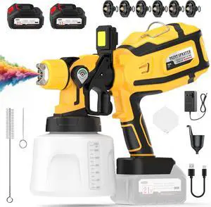 Paint Sprayer, Electric Spray Paint Gun with 1400ml (47oz) Container, 3 Modes & 6 Nozzles, Paint Sprayer for House DIY Painting, Easy to Clean, 2×4000mAh Battery Paint Sprayer, Electric Spray Paint Gun with 1400ml (47oz) Container, 3 Modes & 6 Nozzles, Paint Sprayer for House DIY Painting, Easy to Clean, 2×4000mAh Battery