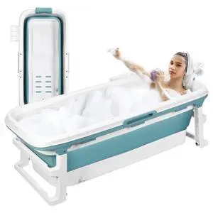 Portable Bathtub, 58/56/50/46 Inch Collapsible Bathtub, Freestanding Foldable for Adults, Folding Tub for Shower, Hot Bath, Ice Bath (Grey-A-130cm) Portable Bathtub, 58/56/50/46 Inch Collapsible Bathtub, Freestanding Foldable for Adults, Folding Tub for Shower, Hot Bath, Ice Bath (Grey-A-130cm)