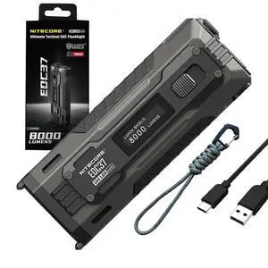 EDC37 EDC37 Ultimate EDC Flashlight: Double The Power 8,000 Lumens x 8000mAh w/Eco-Sensa USB-C Charging Cable EDC37 EDC37 Ultimate EDC Flashlight: Double The Power 8,000 Lumens x 8000mAh w/Eco-Sensa USB-C Charging Cable