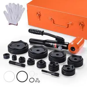 1/2" to 4" Hydraulic Knockout Punch Set 15-Ton 10-Die Handheld Electrical Conduit Hole Cutter KO Tool Kit for Sheet Metal 1/2" to 4" Hydraulic Knockout Punch Set 15-Ton 10-Die Handheld Electrical Conduit Hole Cutter KO Tool Kit for Sheet Metal