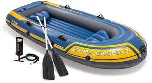 68370EP Challenger 3 Inflatable Boat Set: Includes Deluxe 48in Boat Oars and High-Output Pump Triple Air Chambers Welded Oar Locks 3 Person 660lb Weight Capacity 68370EP Challenger 3 Inflatable Boat Set: Includes Deluxe 48in Boat Oars and High-Output Pump Triple Air Chambers Welded Oar Locks 3 Person 660lb Weight Capacity
