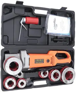 Pipe Threader 110V 2300W Electric Hand Held Pipe Threader Pipe Threading Machine Copper Motor Rigid Threader Kit 1/2 To 2 Inch, Portable Galvanized Pipe Threader Tool Set w/ 6 Dies & Carrying Case Pipe Threader 110V 2300W Electric Hand Held Pipe Threader Pipe Threading Machine Copper Motor Rigid Threader Kit 1/2 To 2 Inch, Portable Galvanized Pipe Threader Tool Set w/ 6 Dies & Carrying Case