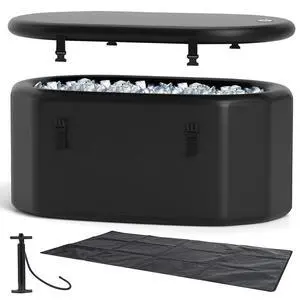 XL 129 Gal Oval Ice Bath Tub for Athletes, Inflatable Cold Plunge Tub w/Multiple Layered, Lid, Pump, Backpack, Portable Freestanding Ice Bath for Adults (129 Gal Oval, Black) XL 129 Gal Oval Ice Bath Tub for Athletes, Inflatable Cold Plunge Tub w/Multiple Layered, Lid, Pump, Backpack, Portable Freestanding Ice Bath for Adults (129 Gal Oval, Black)