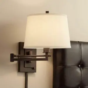 Easley Modern Swing Arm Adjustable Wall Lamp with Cord Matte Bronze Brown Plug-in Light Fixture Dimmable Fabric Drum Shade for Bedroom Bedside Living Room Reading Kitchen Easley Modern Swing Arm Adjustable Wall Lamp with Cord Matte Bronze Brown Plug-in Light Fixture Dimmable Fabric Drum Shade for Bedroom Bedside Living Room Reading Kitchen