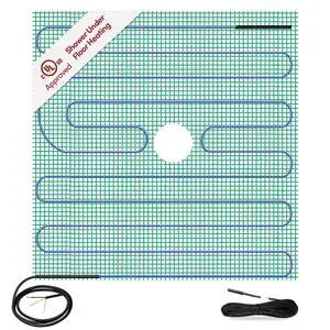 Shower Floor Heating Mat 48 x 48 in., Electric Radiant Heating, Thin, Silent, and Invisible under Tile and Stone. Designed and Approved for Wet Locations (TempZone) Shower Floor Heating Mat 48 x 48 in., Electric Radiant Heating, Thin, Silent, and Invisible under Tile and Stone. Designed and Approved for Wet Locations (TempZone)