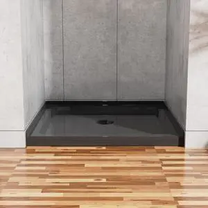 36x36 Inch Square Shower Pan, 3.5" Height Anti-Slip Acrylic Base, Center Drain, Single Threshold Shower Basin in Black,Without Downpipe(Black, 36 * 36") 36x36 Inch Square Shower Pan, 3.5" Height Anti-Slip Acrylic Base, Center Drain, Single Threshold Shower Basin in Black,Without Downpipe(Black, 36 * 36")