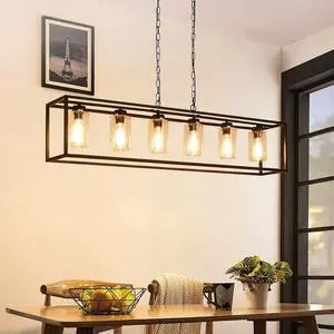 Dining Room Light Fixture/Chandelier Over Table, 6-Light Black Chandeliers for Dining Room, Modern Kitchen Island Lighting Light Fixtures, Farmhouse Pendant Lights Kitchen Island with Glass Cover Dining Room Light Fixture/Chandelier Over Table, 6-Light Black Chandeliers for Dining Room, Modern Kitchen Island Lighting Light Fixtures, Farmhouse Pendant Lights Kitchen Island with Glass Cover