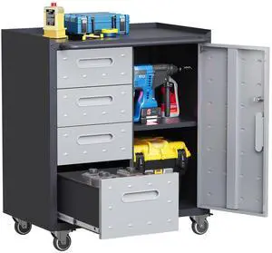 Metal Storage Cabinet with Drawers Heavy Duty Steel Rolling Tool Cabinets on Wheels Garage Storage Cabinet Mobile Locking Tool Carts for Kitchen Basement Garage Warehouse, Assembly Required Metal Storage Cabinet with Drawers Heavy Duty Steel Rolling Tool Cabinets on Wheels Garage Storage Cabinet Mobile Locking Tool Carts for Kitchen Basement Garage Warehouse, Assembly Required