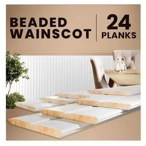 Real Wood Beadboard Wainscoting Panels - Primed Tongue and Groove Pine Solid Wood Wall Panels, 32 Tall, Knot-Free Interior Wall Paneling, Ready to Paint, 24 Planks (Covers 7 Lin. Ft.) Real Wood Beadboard Wainscoting Panels - Primed Tongue and Groove Pine Solid Wood Wall Panels, 32 Tall, Knot-Free Interior Wall Paneling, Ready to Paint, 24 Planks (Covers 7 Lin. Ft.)