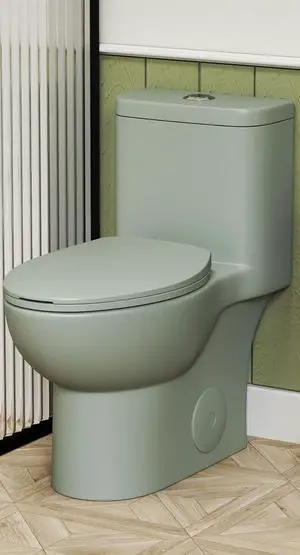 Dual Flush One Piece Toilets for Bathrooms, Compact Toilet Elongated with Soft Closing Seat, Modern 12 Inch Rough in Toilet, Map 1000g, Comfort Height, Silent Design (Sage Green) Dual Flush One Piece Toilets for Bathrooms, Compact Toilet Elongated with Soft Closing Seat, Modern 12 Inch Rough in Toilet, Map 1000g, Comfort Height, Silent Design (Sage Green)