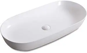 32 x 16 inch White Oval Bathroom Vessel Sink Above Counter Vanity Porcelain Ceramic Wash Basin - RVB0432 - Small Vessel Sink for Bathroom Sinks 32 x 16 inch White Oval Bathroom Vessel Sink Above Counter Vanity Porcelain Ceramic Wash Basin - RVB0432 - Small Vessel Sink for Bathroom Sinks
