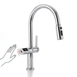 Touchless Pull-Out Kitchen Faucet, Hands Free Motion Sensor Activated, Battery-Free Temperature Display, KF2206 (Contemporary, Chrome) Touchless Pull-Out Kitchen Faucet, Hands Free Motion Sensor Activated, Battery-Free Temperature Display, KF2206 (Contemporary, Chrome)