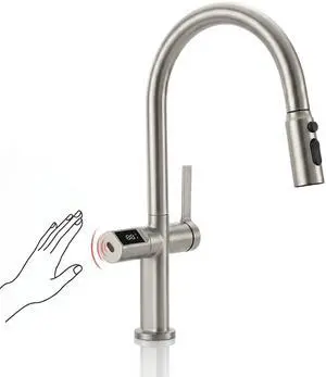 Touchless Pull-Out Kitchen Faucet, Hands Free Motion Sensor Activated, Battery-Free Temperature Display, KF2206 (Contemporary, Brushed Nickel) Touchless Pull-Out Kitchen Faucet, Hands Free Motion Sensor Activated, Battery-Free Temperature Display, KF2206 (Contemporary, Brushed Nickel)