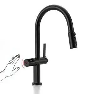 Touchless Pull-Out Kitchen Faucet, Hands Free Motion Sensor Activated, Battery-Free Temperature Display, KF2206 (Contemporary, Matte Black) Touchless Pull-Out Kitchen Faucet, Hands Free Motion Sensor Activated, Battery-Free Temperature Display, KF2206 (Contemporary, Matte Black)