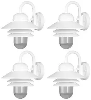 S75VC Nautical Outdoor Wall Light Fixture Black or White Composite & Clear Acrylic Lens, LED Bulb Included, Non-Corrosive, Made in USA, (White, Warm White (3000K), 4 Pack) S75VC Nautical Outdoor Wall Light Fixture Black or White Composite & Clear Acrylic Lens, LED Bulb Included, Non-Corrosive, Made in USA, (White, Warm White (3000K), 4 Pack)