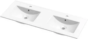 Bathroom Sink, Bathroom Counter Top 48" x 18", Rectangular Porcelain Ceramic Vanity Basin with Overflow, Double Sink Basin Vanity Top, Glossy White Glossy White Bathroom Sink, Bathroom Counter Top 48" x 18", Rectangular Porcelain Ceramic Vanity Basin with Overflow, Double Sink Basin Vanity Top, Glossy White Glossy White