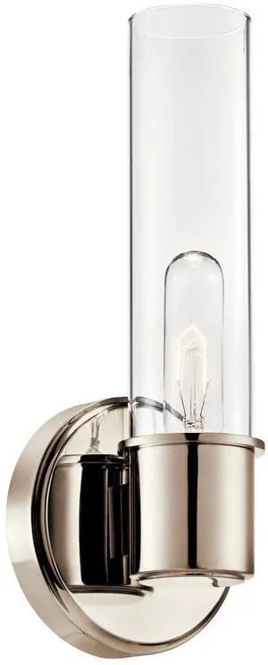 Aviv 1-Light Wall Sconce, Modern Light with Clear Glass in Polished Nickel, for Bedroom, Laundry Room, Kitchen or Hallway (13" x 5.5"), 52653PN Aviv 1-Light Wall Sconce, Modern Light with Clear Glass in Polished Nickel, for Bedroom, Laundry Room, Kitchen or Hallway (13" x 5.5"), 52653PN