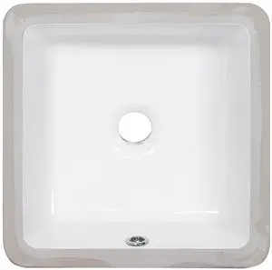 14 x 14 inch Undermount Bathroom Vanity Sink White Square Porcelain Ceramic with Overflow - RVB0742 14 x 14 inch Undermount Bathroom Vanity Sink White Square Porcelain Ceramic with Overflow - RVB0742