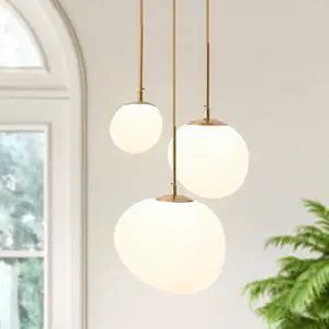 EFPefect 3 Lights Pendant Light for Kitchen Island Modern Globe Cluster Chandelier Ceiling Light Fixture for Dining Living Room Bedroom EFPefect 3 Lights Pendant Light for Kitchen Island Modern Globe Cluster Chandelier Ceiling Light Fixture for Dining Living Room Bedroom