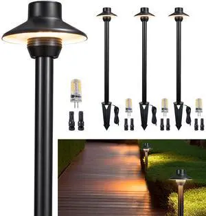 Outdoor Brass Pathway Lights, Low Voltage Landscape Path Light Wired, 12V Walkway Lighting LED IP65 Waterproof, Hat Black for Outside Garden Yard with 2700K Warm White G4 Bulb (4 Pack) Outdoor Brass Pathway Lights, Low Voltage Landscape Path Light Wired, 12V Walkway Lighting LED IP65 Waterproof, Hat Black for Outside Garden Yard with 2700K Warm White G4 Bulb (4 Pack)