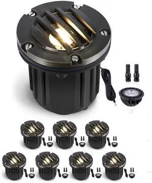 Low Voltage Landscape Well Lighting - Brass In-Ground Hardwired 12V LED Light, Replaceable Bulb Ip65 Fixture, Antique Bronze for Path Tree Patio with 5000K Daylight White MR16 Bulb Low Voltage Landscape Well Lighting - Brass In-Ground Hardwired 12V LED Light, Replaceable Bulb Ip65 Fixture, Antique Bronze for Path Tree Patio with 5000K Daylight White MR16 Bulb