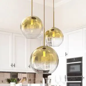 Modern Globe Pendant Lighting Gradient Gold Glass Pendant Light Fixtures Dining Room Adjustable Hanging Cluster Pendant Lamp Nordic 3-Light Heads Chandeliers Lighting for Kitchen Bedroom Modern Globe Pendant Lighting Gradient Gold Glass Pendant Light Fixtures Dining Room Adjustable Hanging Cluster Pendant Lamp Nordic 3-Light Heads Chandeliers Lighting for Kitchen Bedroom