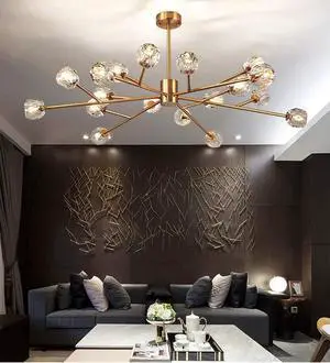 Modern Sputnik Chandelier 18-Light Crystal Pendant 43" LED Ceiling Light Pendant, Cut Crystal with G9 LED Bulbs (Gold) Modern Sputnik Chandelier 18-Light Crystal Pendant 43" LED Ceiling Light Pendant, Cut Crystal with G9 LED Bulbs (Gold)