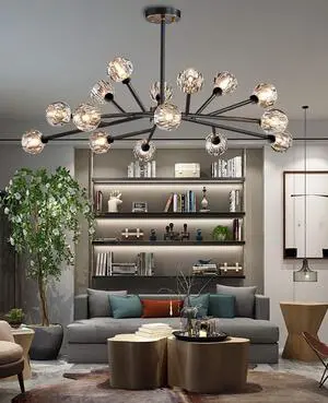 Modern Sputnik Chandelier 18-Light Crystal Pendant 43" LED Ceiling Light Pendant, Cut Crystal with G9 LED Bulbs (Black) Modern Sputnik Chandelier 18-Light Crystal Pendant 43" LED Ceiling Light Pendant, Cut Crystal with G9 LED Bulbs (Black)