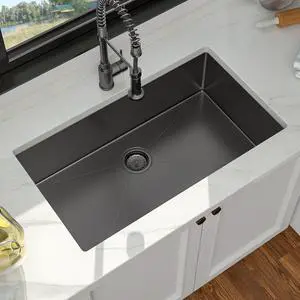 30 Inch Gunmetal Black Undermount Kitchen Sink, 30 x 18 Inch Undermount Sink Stainless Steel 18 Gauge Single Bowl Handmade Sinks Ledge Deep Under Counter Basin, 30"x18"x9" 30 Inch Gunmetal Black Undermount Kitchen Sink, 30 x 18 Inch Undermount Sink Stainless Steel 18 Gauge Single Bowl Handmade Sinks Ledge Deep Under Counter Basin, 30"x18"x9"