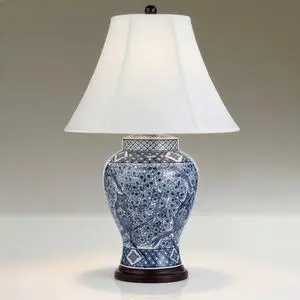 Shonna Asian Chinese Ginger Jar Table Lamp 27" Tall Porcelain Blue White Bird and Branch Bell Shade Decor for Living Room Bedroom House Bedside Nightstand Home Office Entryway Shonna Asian Chinese Ginger Jar Table Lamp 27" Tall Porcelain Blue White Bird and Branch Bell Shade Decor for Living Room Bedroom House Bedside Nightstand Home Office Entryway