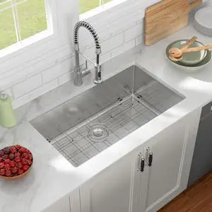 33 inch Undermount Kitchen Sink 16 Guage 304 Stainless Steel Single Bowl Moden Handmade Under Counter Large Kitchen Sinks 33"X19" 33 inch Undermount Kitchen Sink 16 Guage 304 Stainless Steel Single Bowl Moden Handmade Under Counter Large Kitchen Sinks 33"X19"