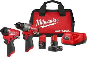 Electric Tools 2596-22 M12 Fuel 2Pc Kit - 1/2" Drill & 1/4" Hex Impact Electric Tools 2596-22 M12 Fuel 2Pc Kit - 1/2" Drill & 1/4" Hex Impact