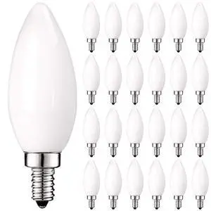 LED Chandelier Light Bulbs, E12 LED Bulb Dimmable, 60 Watt Equivalent, 2700K Warm White, Frosted LED Candelabra Bulb, Torpedo Tip Glass, 450 Lumens, UL Listed (24 Pack) LED Chandelier Light Bulbs, E12 LED Bulb Dimmable, 60 Watt Equivalent, 2700K Warm White, Frosted LED Candelabra Bulb, Torpedo Tip Glass, 450 Lumens, UL Listed (24 Pack)