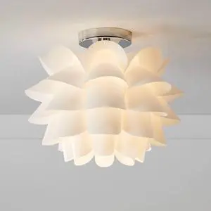 White Flower Modern Ceiling Light Semi Flush-Mount Fixture 15 3/4" Wide Chrome for Bedroom Kitchen Living Room Hallway Dining Bathroom Schoolhouse House White Flower Modern Ceiling Light Semi Flush-Mount Fixture 15 3/4" Wide Chrome for Bedroom Kitchen Living Room Hallway Dining Bathroom Schoolhouse House