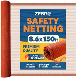 Fire Retardant Debris Safety Netting (8.6' x 150' - Orange) - High Visibility Construction & Scaffolding & Railing & Elevator Netting for Enhanced Safety - Construction Fencing Fire Retardant Debris Safety Netting (8.6' x 150' - Orange) - High Visibility Construction & Scaffolding & Railing & Elevator Netting for Enhanced Safety - Construction Fencing