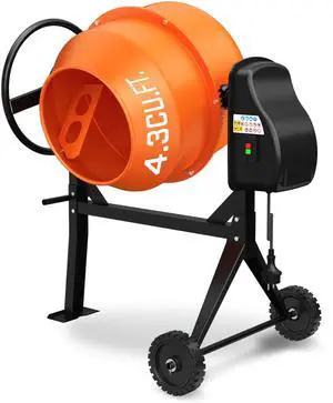 Electric Cement Mixer, 4.3 Cu.Ft.450W Portable Concrete Mixer Machine with Wheels & Stand Steel for Stucco, Mortar, Feed Mixing, Farm Use, Orange Electric Cement Mixer, 4.3 Cu.Ft.450W Portable Concrete Mixer Machine with Wheels & Stand Steel for Stucco, Mortar, Feed Mixing, Farm Use, Orange