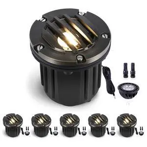 Landscape In Ground Well Lights - Brass Electric LED Low Voltage Ip65 Lights, 12V Wired Fixture, Antique Bronze for Tree Patio Driveway with 5000K Daylight White MR16 Bulb Landscape In Ground Well Lights - Brass Electric LED Low Voltage Ip65 Lights, 12V Wired Fixture, Antique Bronze for Tree Patio Driveway with 5000K Daylight White MR16 Bulb