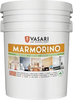 Lime Plaster & Paint | Marmorino Plaster (Fine Sand Finish) | Made from Natural Lime and Powdered Marble |color: Natural White #1 | size: 5 Gallon Wet Mix Lime Plaster & Paint | Marmorino Plaster (Fine Sand Finish) | Made from Natural Lime and Powdered Marble |color: Natural White #1 | size: 5 Gallon Wet Mix